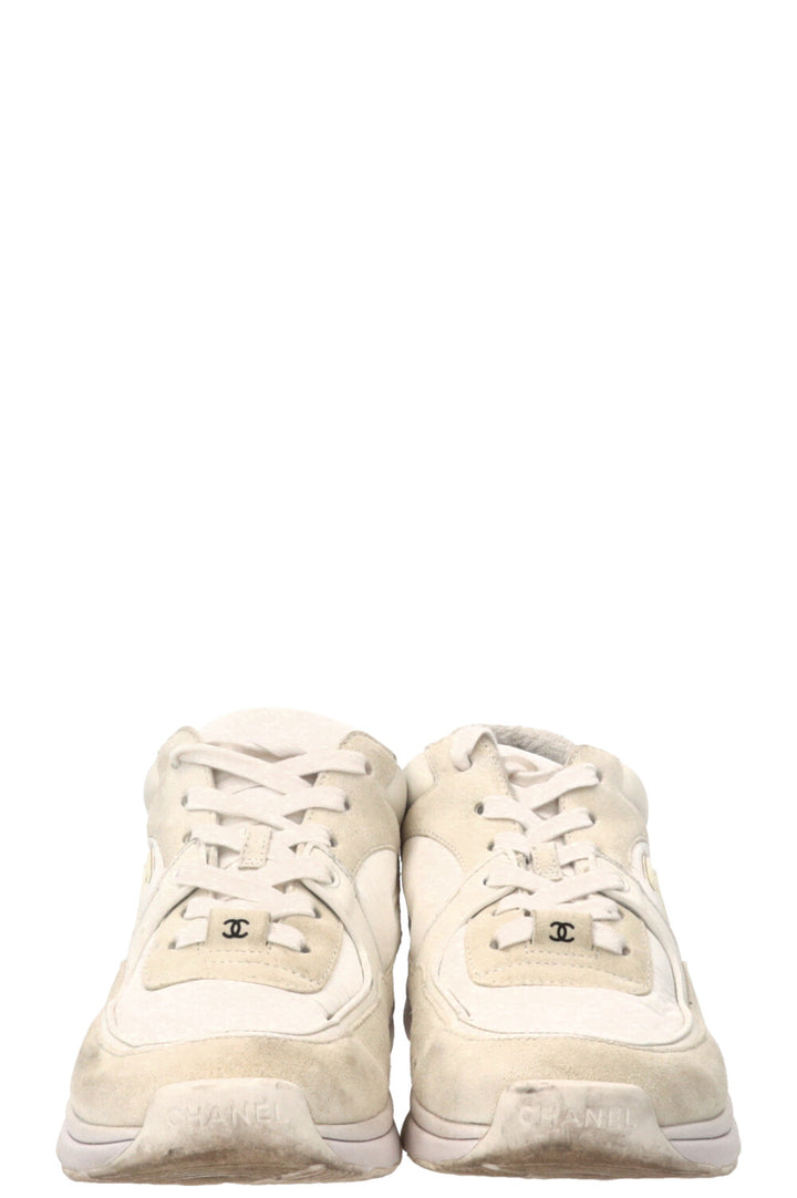 CHANEL Baskets basses CC Tennis Suéde Blanc