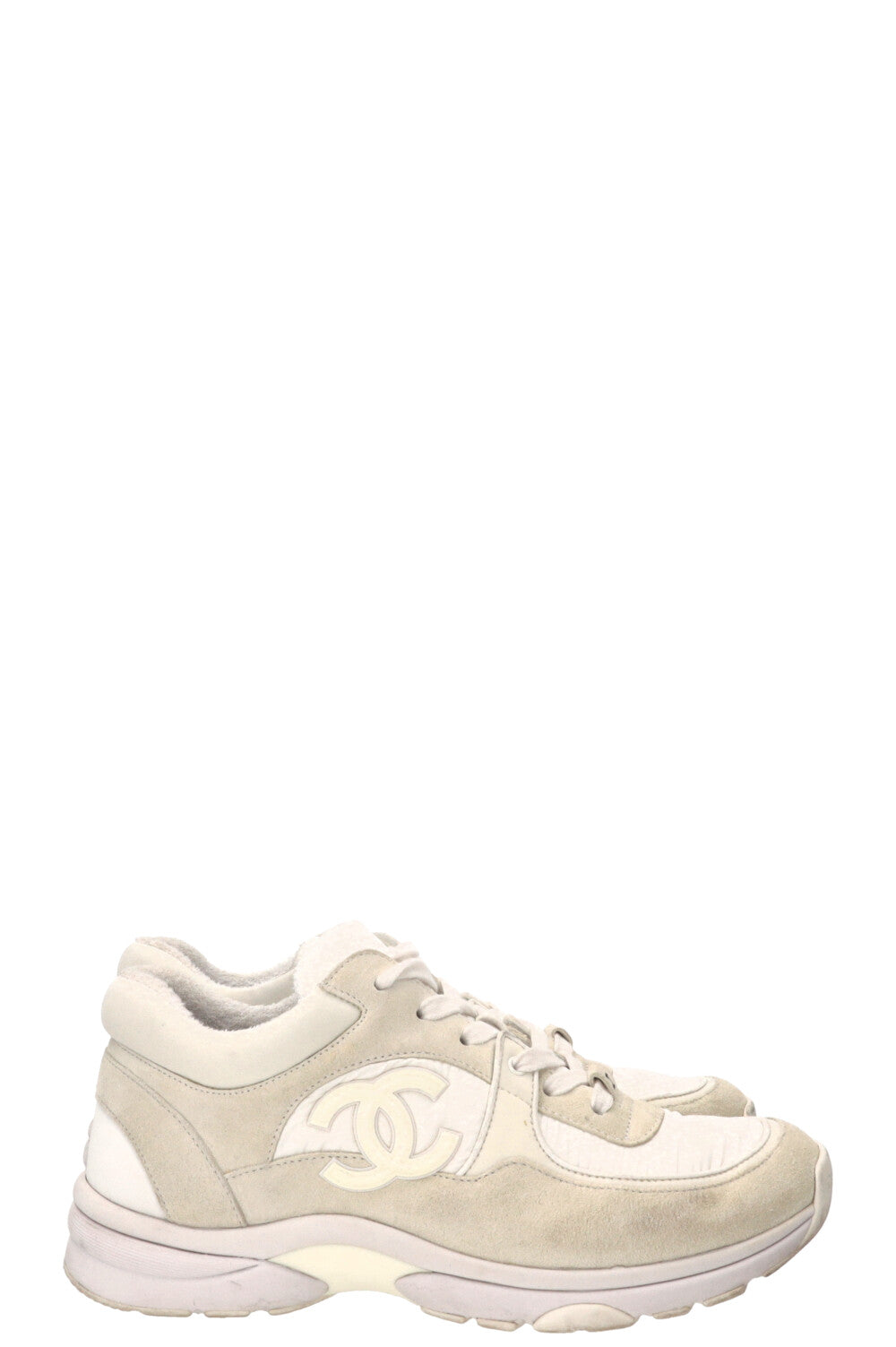 CHANEL Baskets basses CC Tennis Suéde Blanc