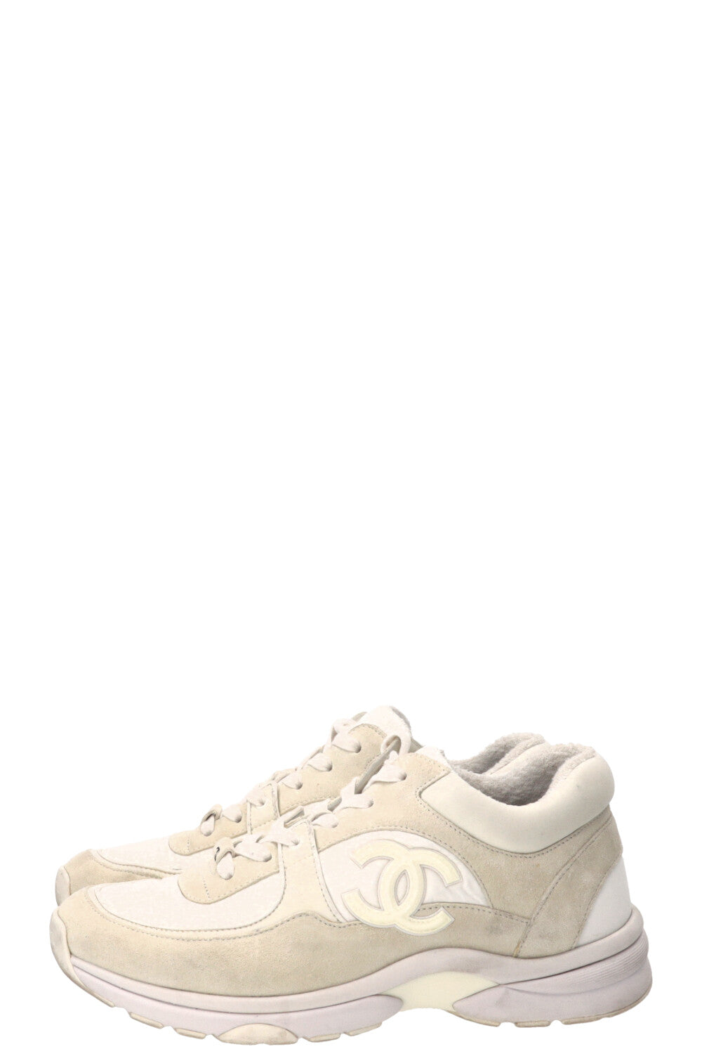 CHANEL Baskets basses CC Tennis Suéde Blanc