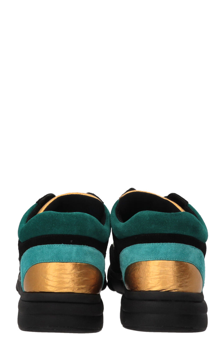 CHANEL CC Tennis Sneakers Leather Gold Black