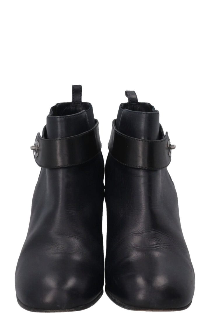 CHANEL CC Turnlock Ankle Boots Navy