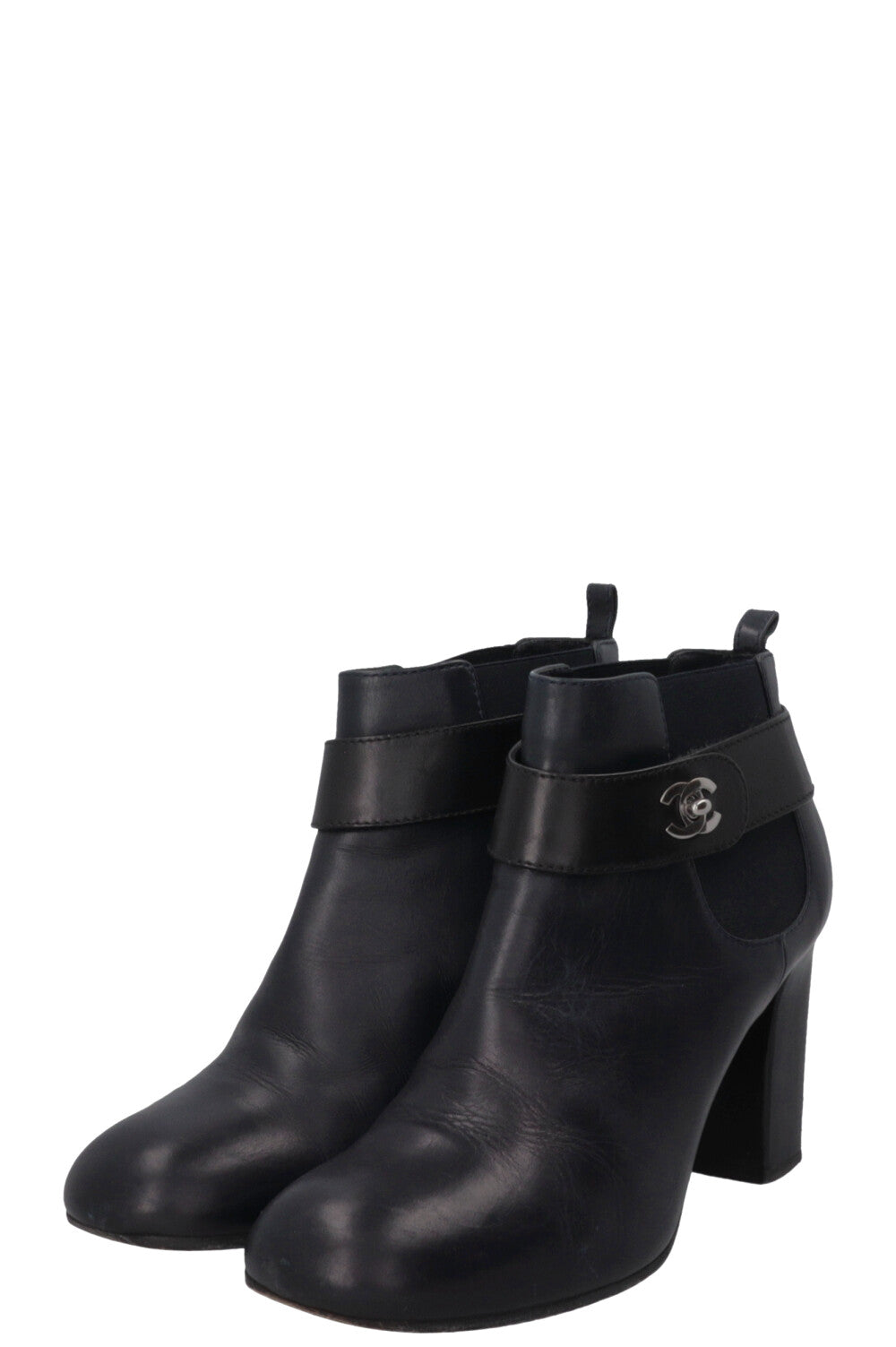 CHANEL CC Turnlock Ankle Boots Navy