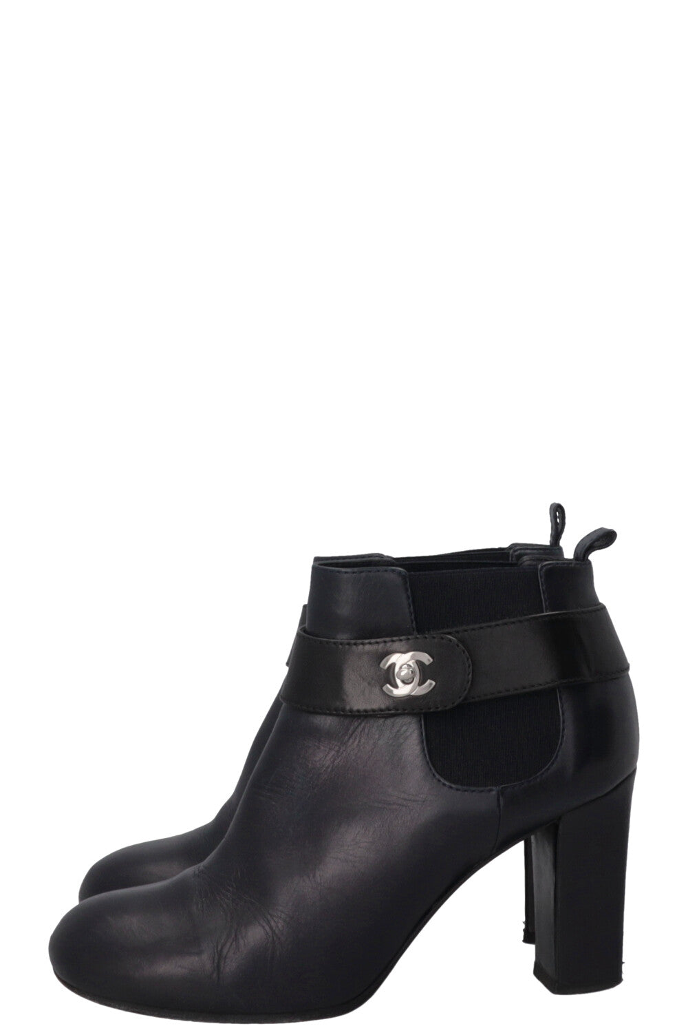 CHANEL CC Turnlock Ankle Boots Navy