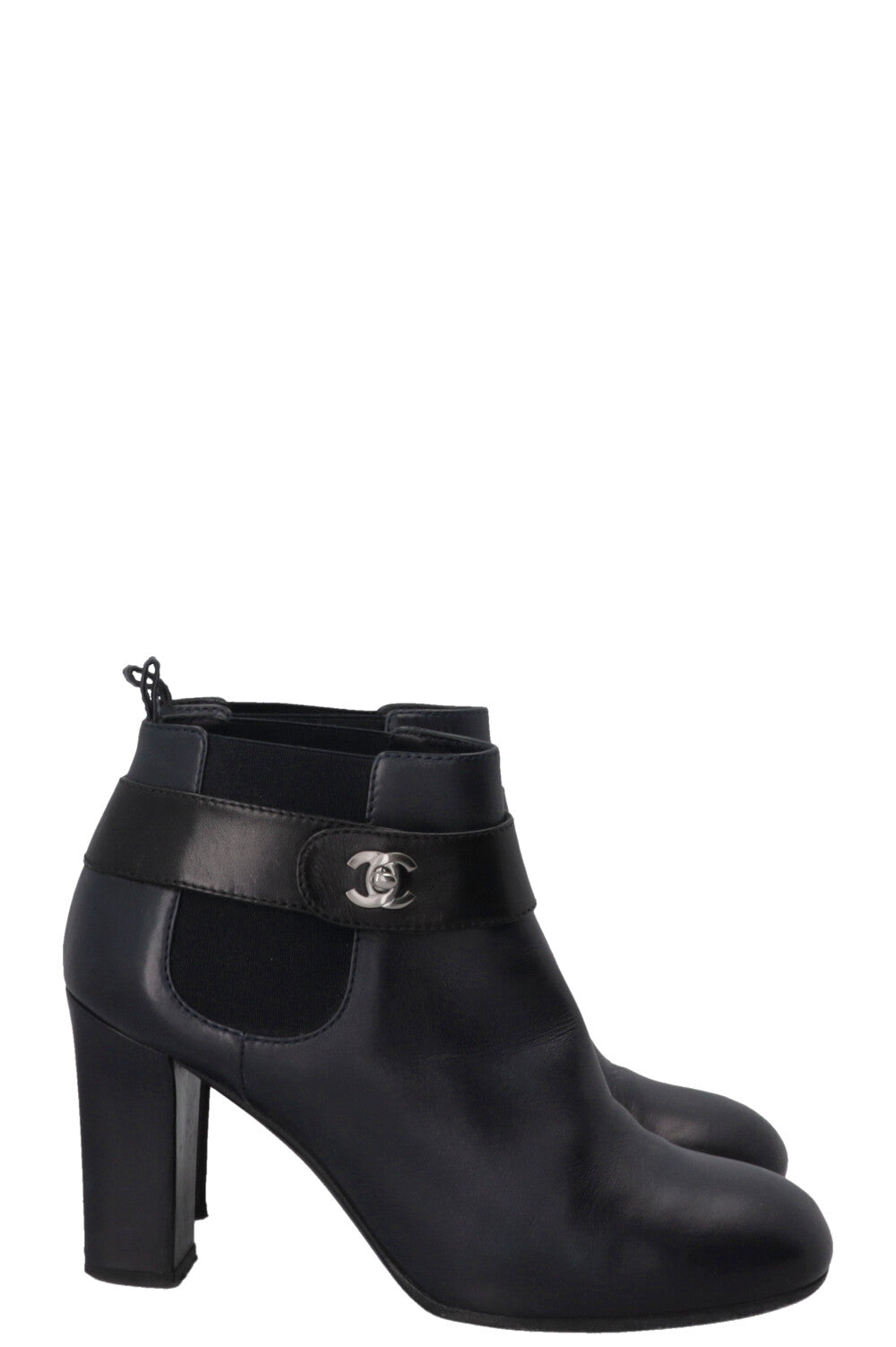 CHANEL CC Turnlock Ankle Boots Navy