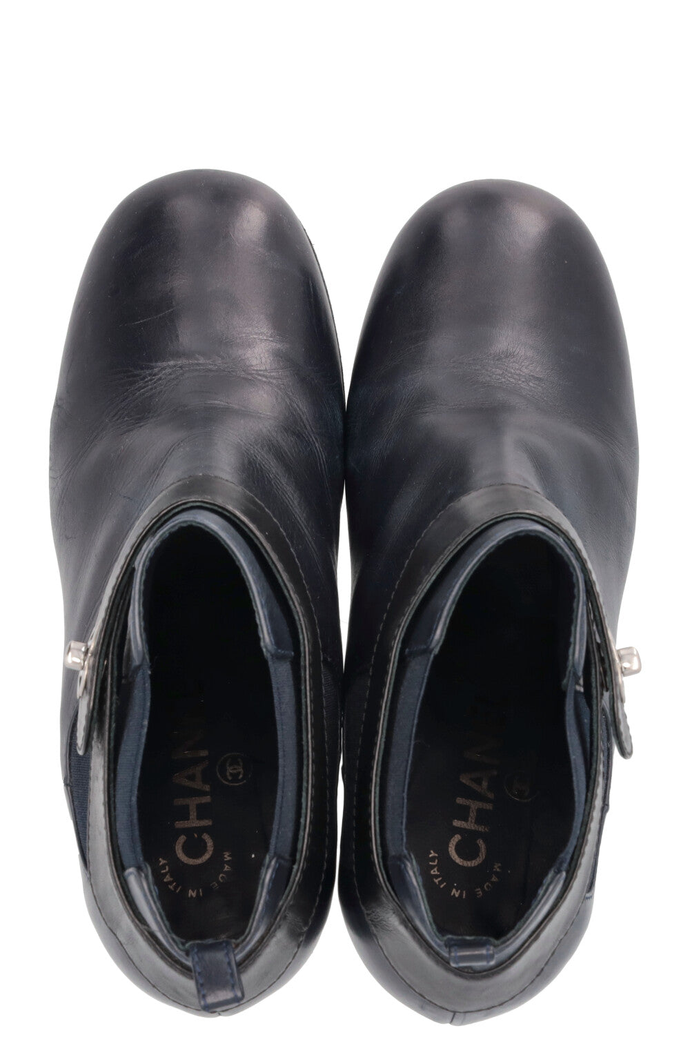 CHANEL CC Turnlock Ankle Boots Navy