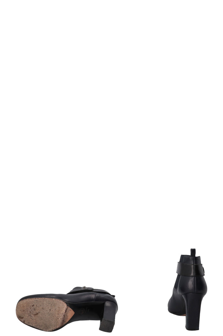 CHANEL CC Turnlock Ankle Boots Navy