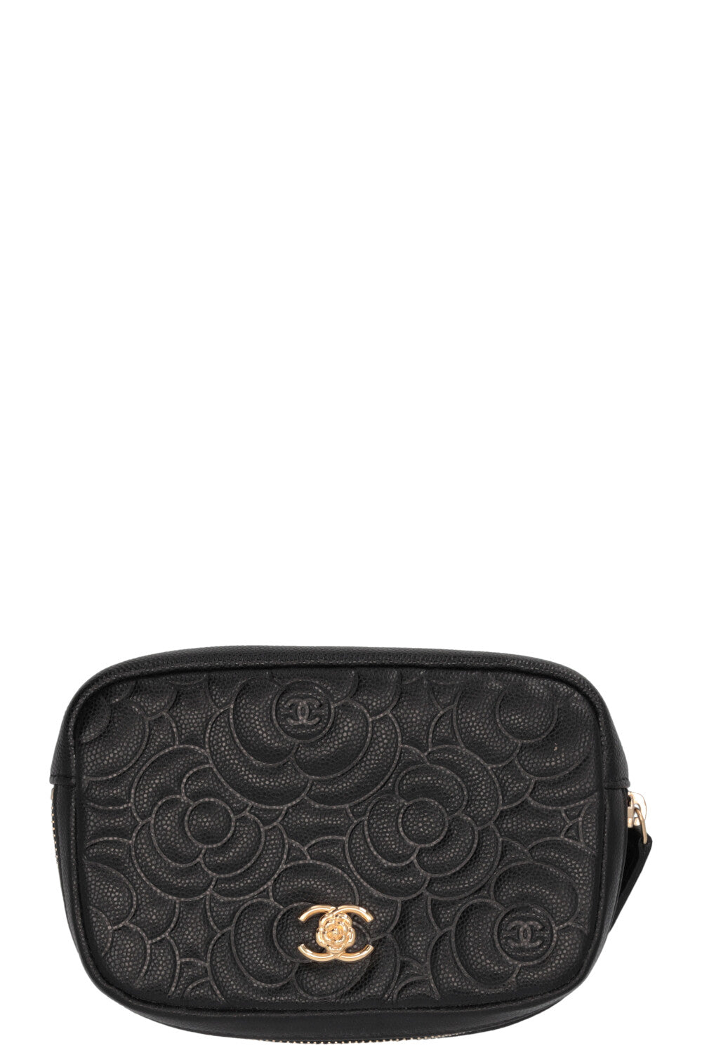 CHANEL Camelia Pouch Caviar Leather Black