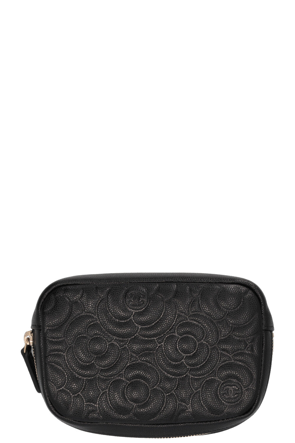 CHANEL Camelia Pouch Caviar Leather Black