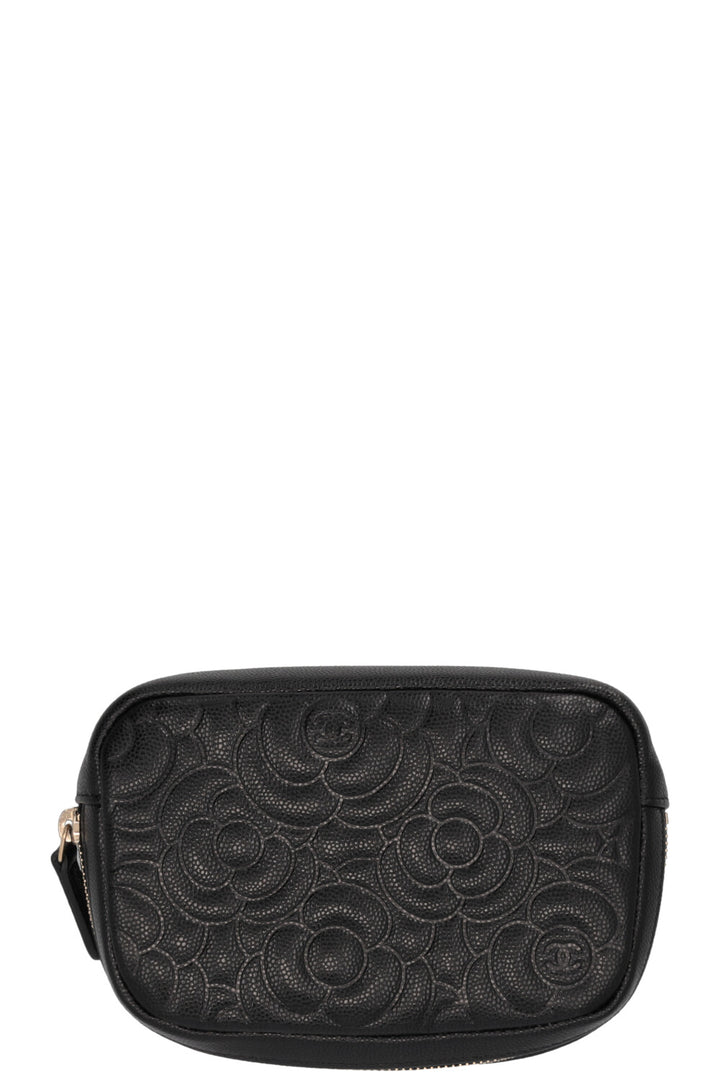CHANEL Camelia Pouch Caviar Leather Black