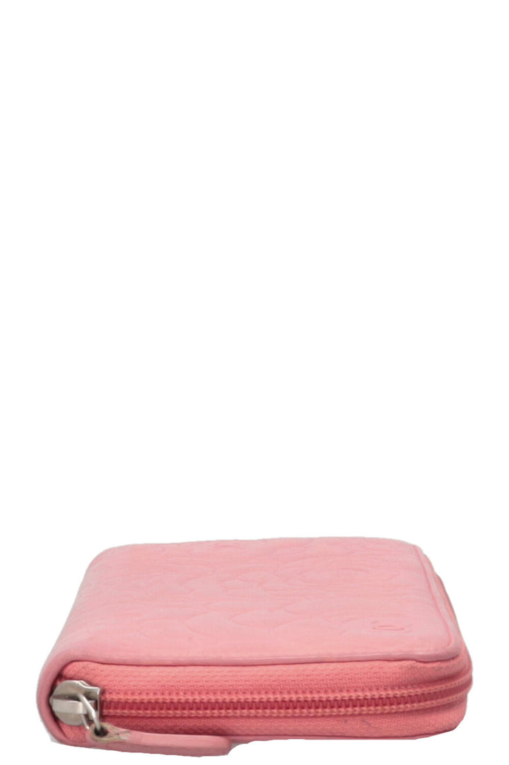 CHANEL Camellia Embossed Wallet Pink