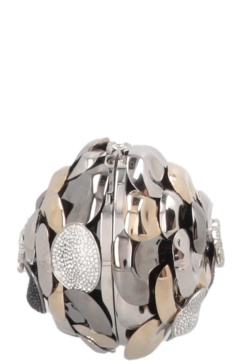 CHANEL Camellia Minaudière Metal Silver