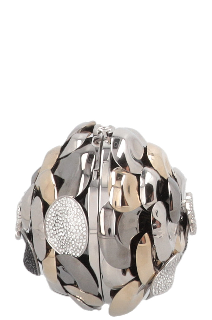 CHANEL Camellia Minaudière Metal Silver