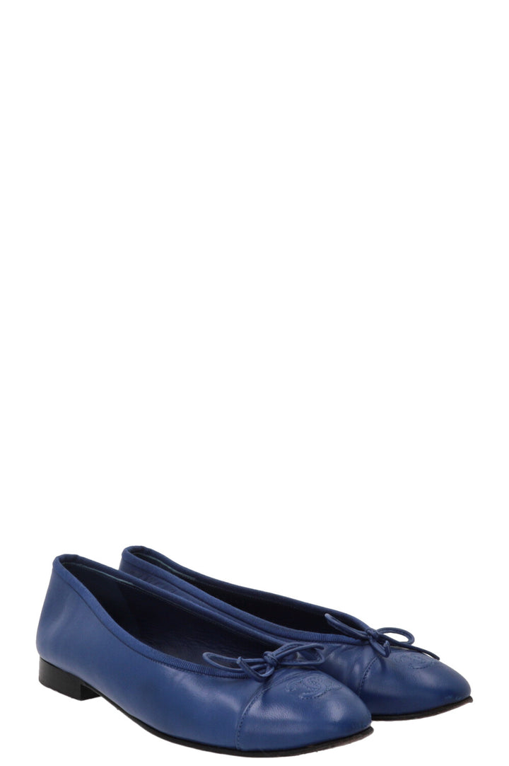 CHANEL Classic Ballet Flats Lambskin Blue