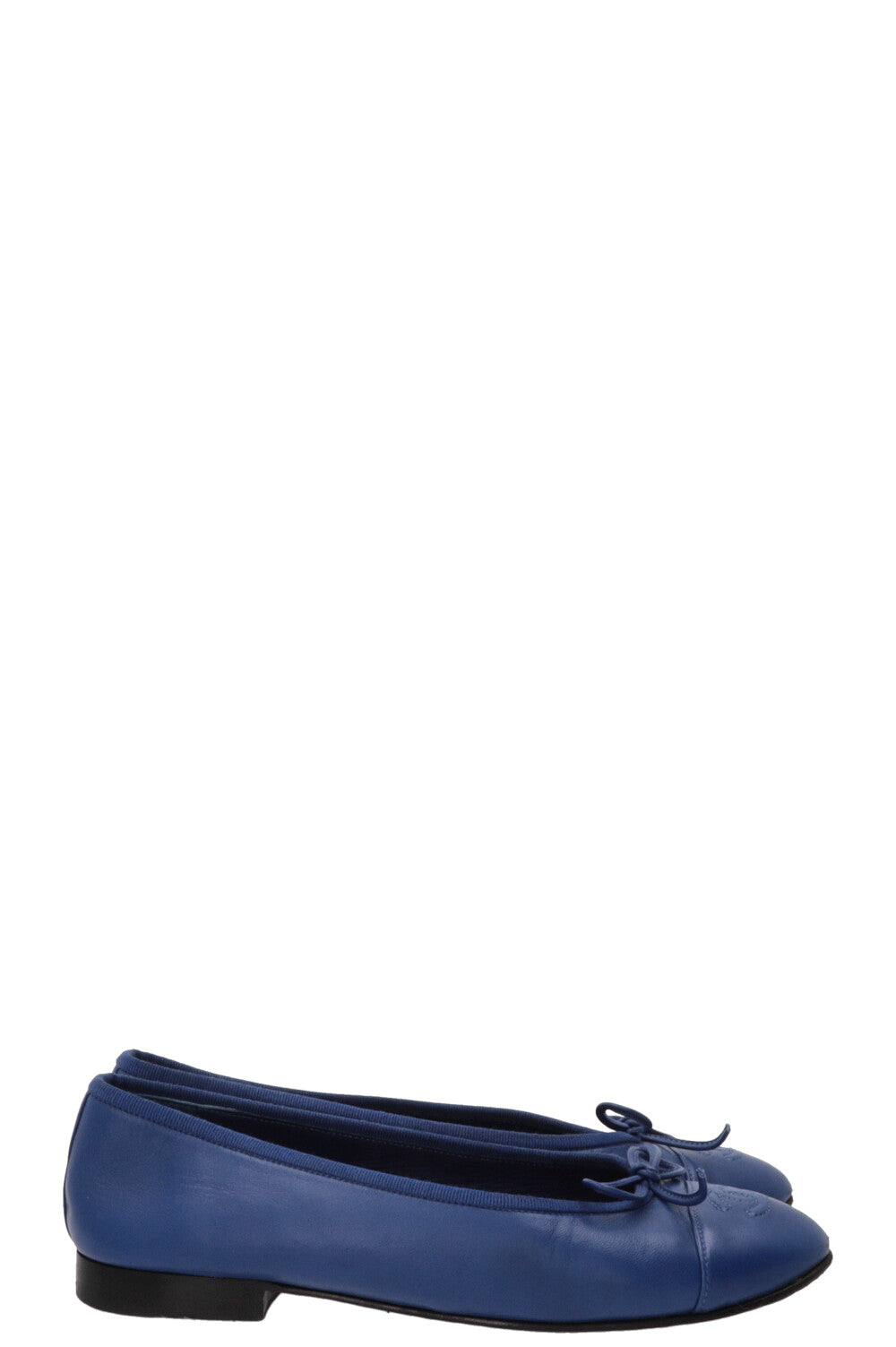CHANEL Classic Ballet Flats Lambskin Blue