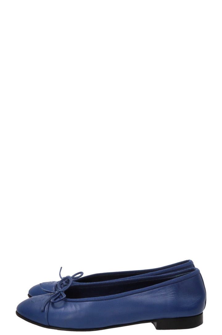 CHANEL Classic Ballet Flats Lambskin Blue