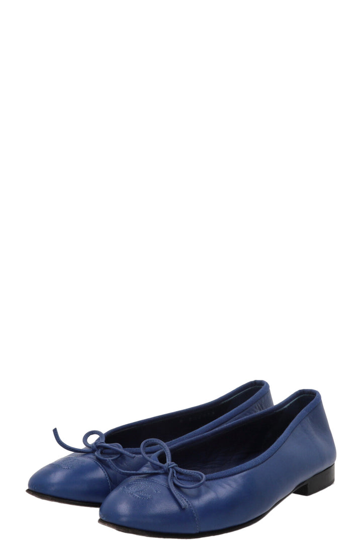 CHANEL Classic Ballet Flats Lambskin Blue