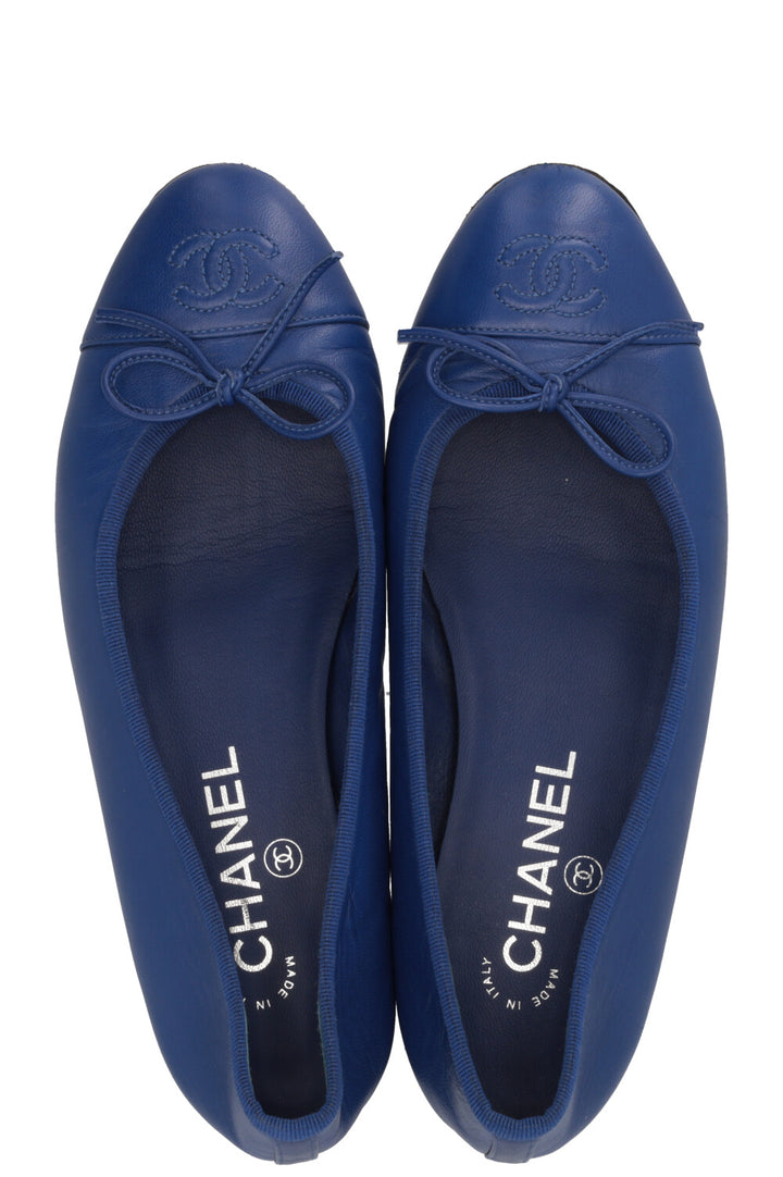 CHANEL Classic Ballet Flats Lambskin Blue