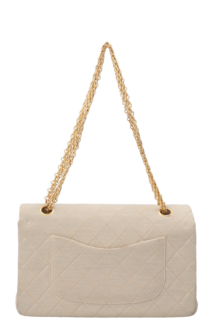 CHANEL Classic Medium Double Flap Jersey Beige