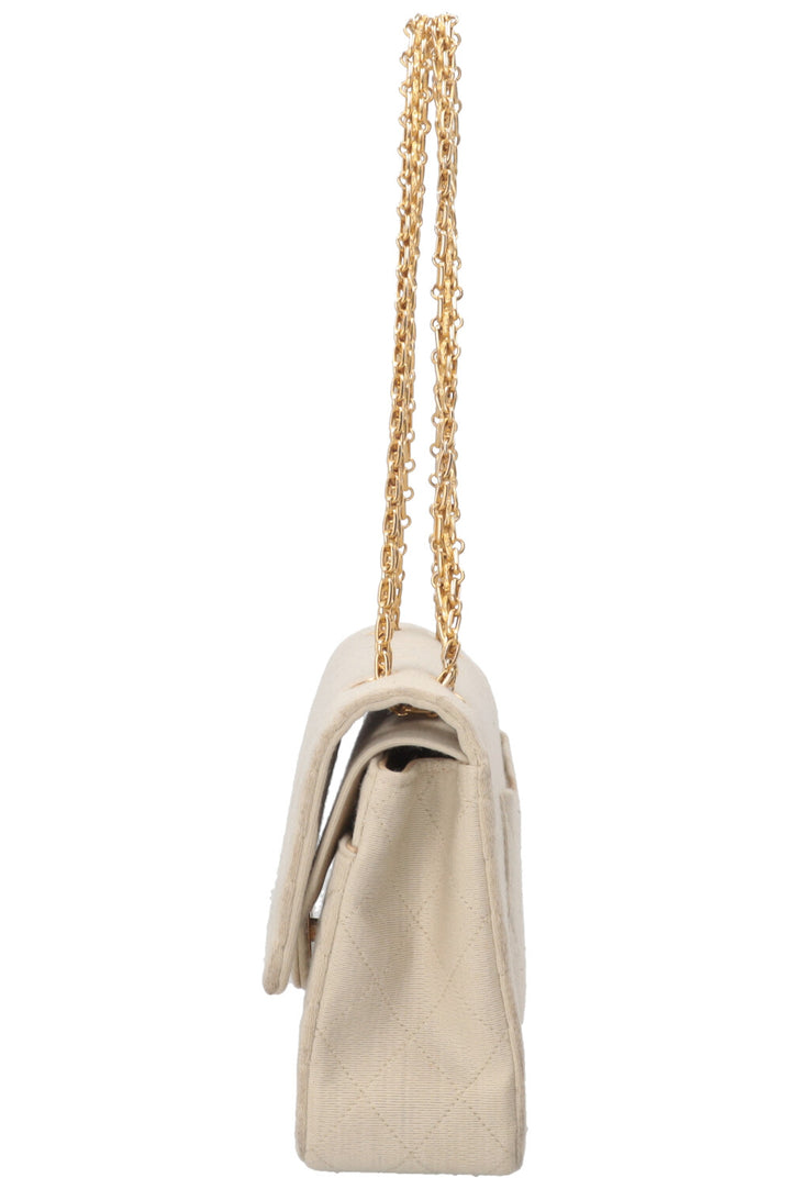 CHANEL Classic Medium Double Flap Jersey Beige