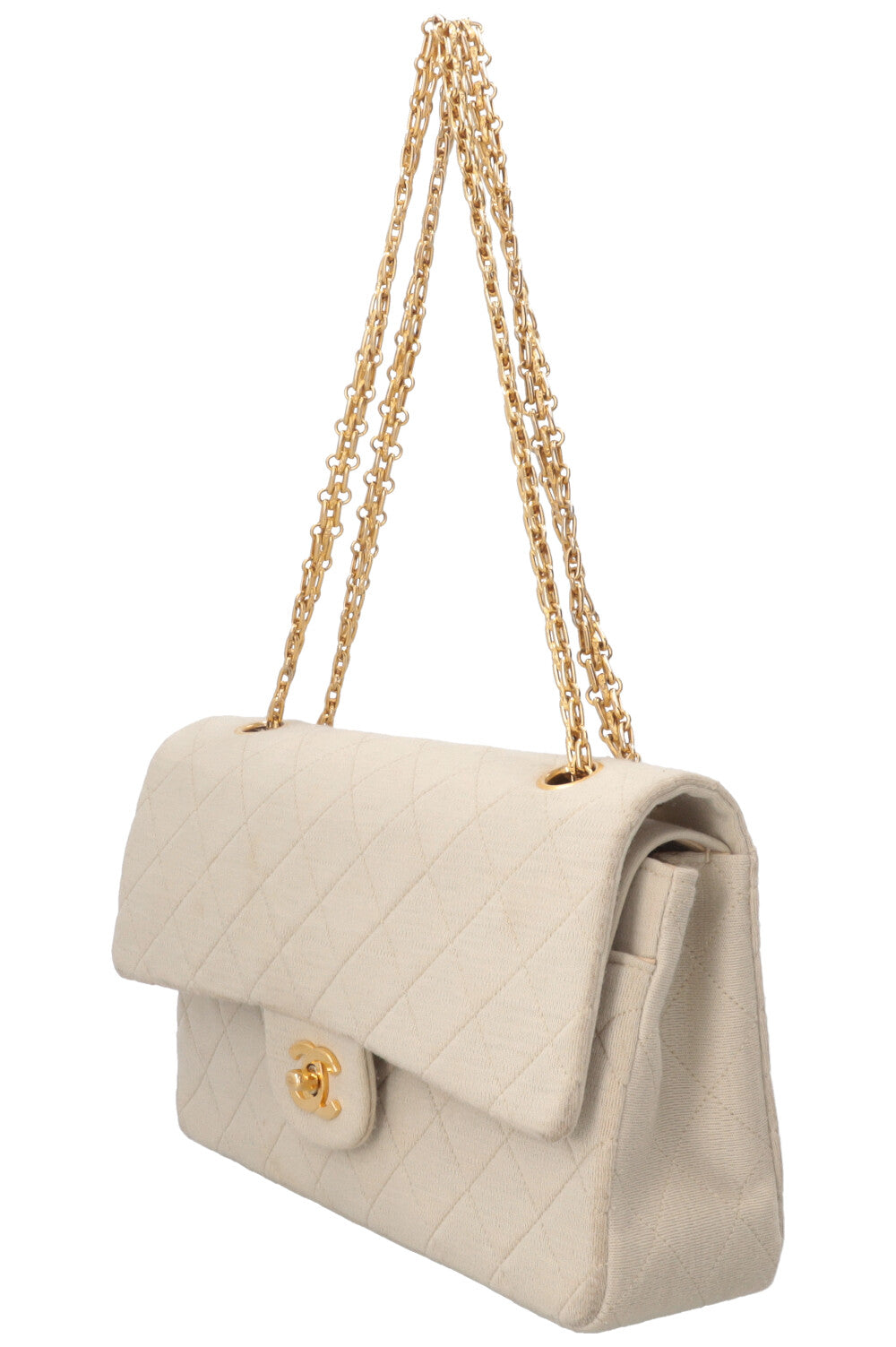 CHANEL Classic Medium Double Flap Jersey Beige