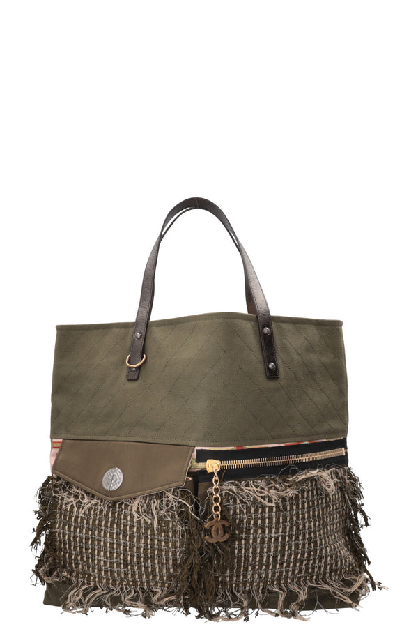 CHANEL Coco Cuba Cabas toile tweed kaki