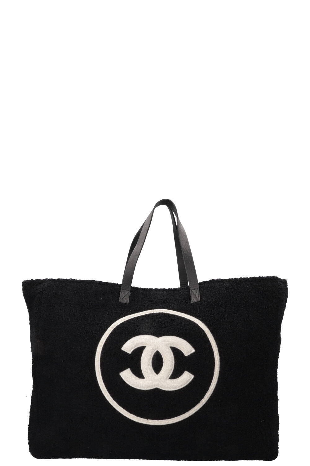 CHANEL Sac cabas Coco Mark éponge noir et blanc