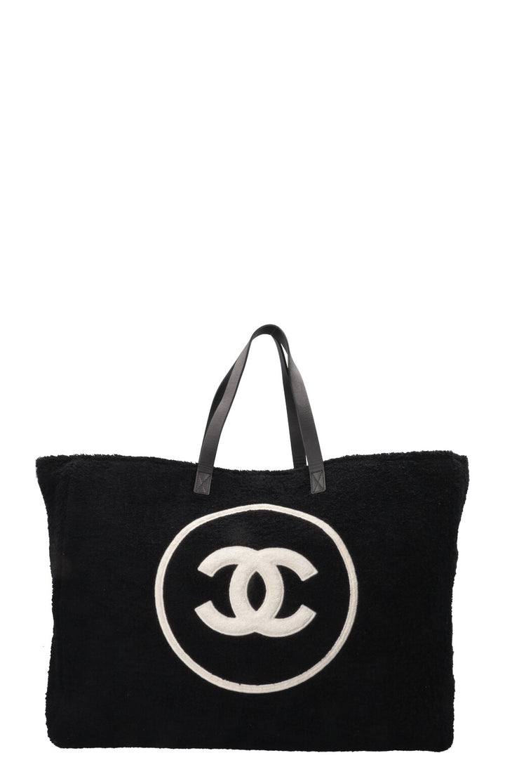 CHANEL Sac cabas Coco Mark éponge noir et blanc