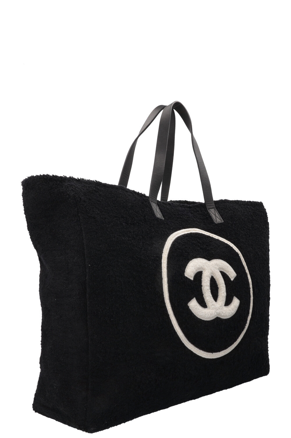 CHANEL Sac cabas Coco Mark éponge noir et blanc
