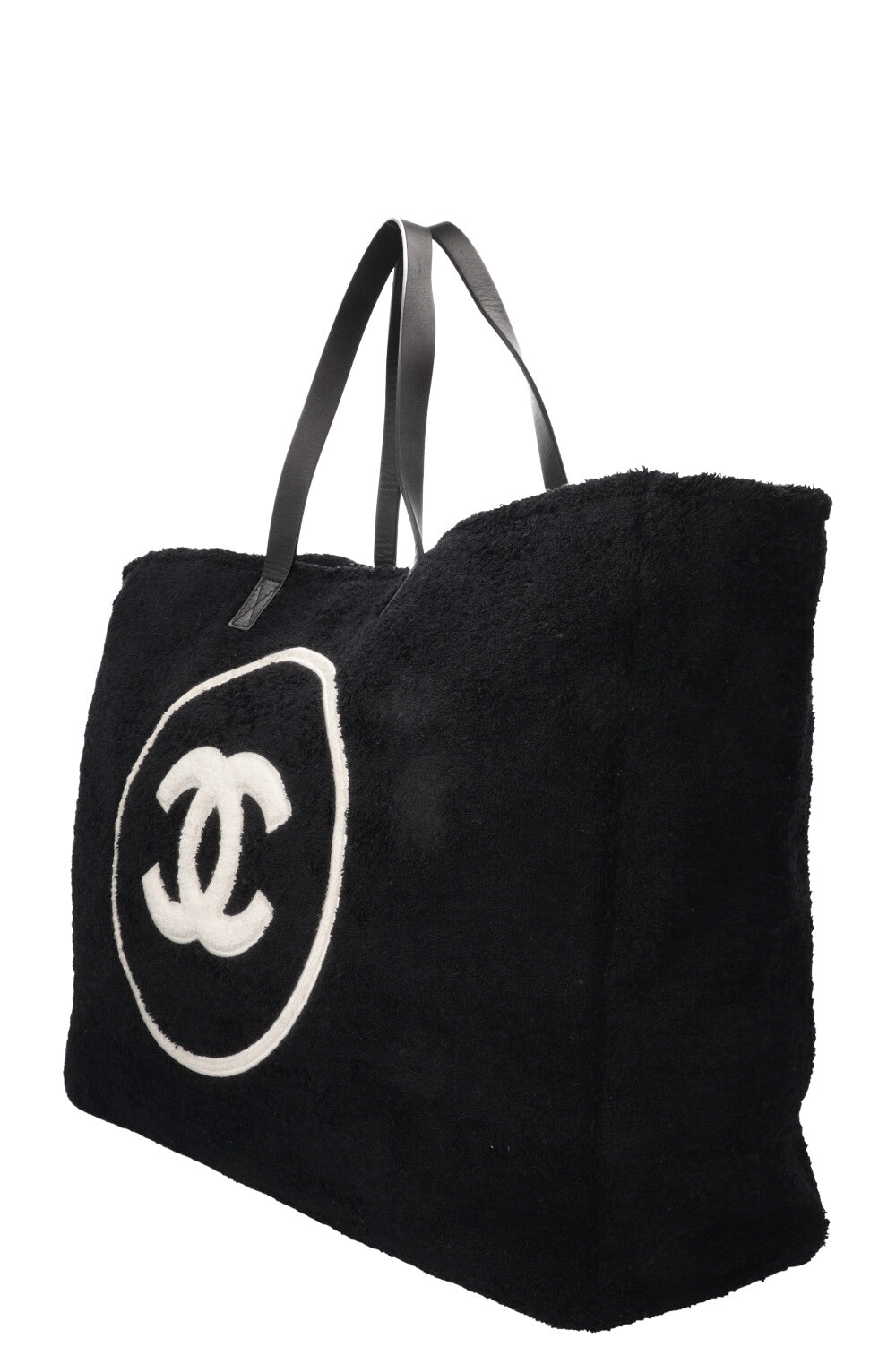 CHANEL Sac cabas Coco Mark éponge noir et blanc