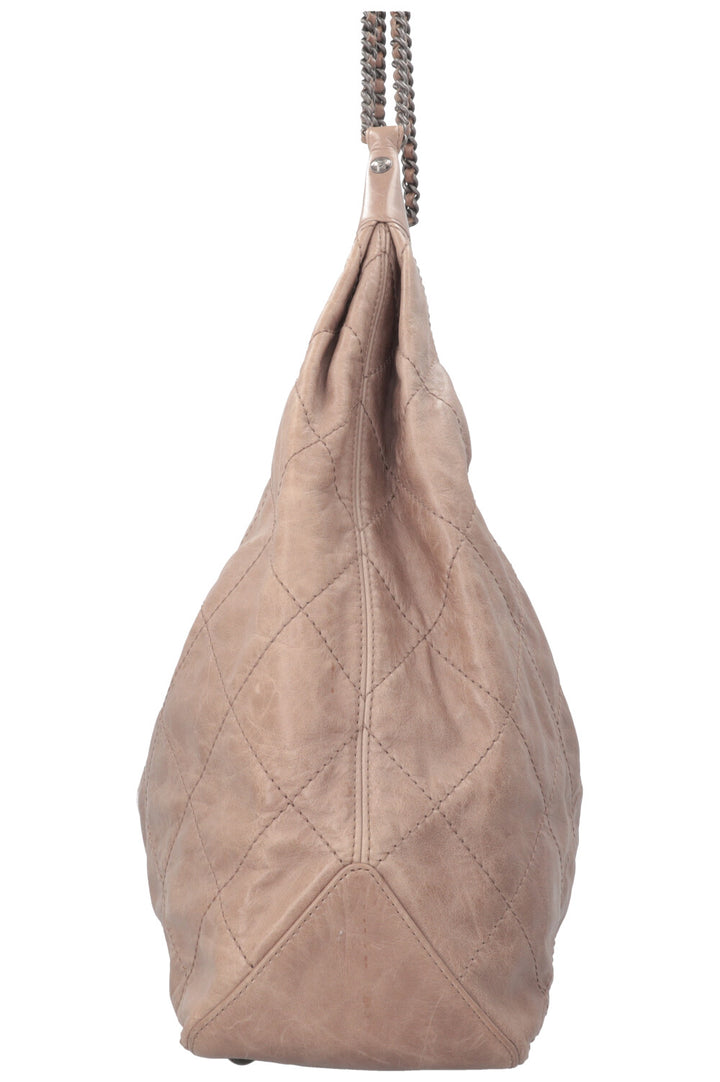 CHANEL Coco Supple Hobo Bag Leather Taupe
