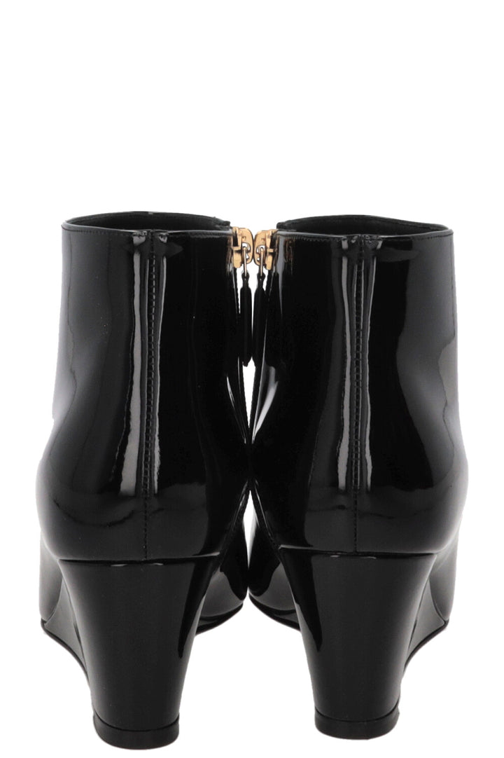 CHANEL Cruise 2022 Ankle Boots Patent Black