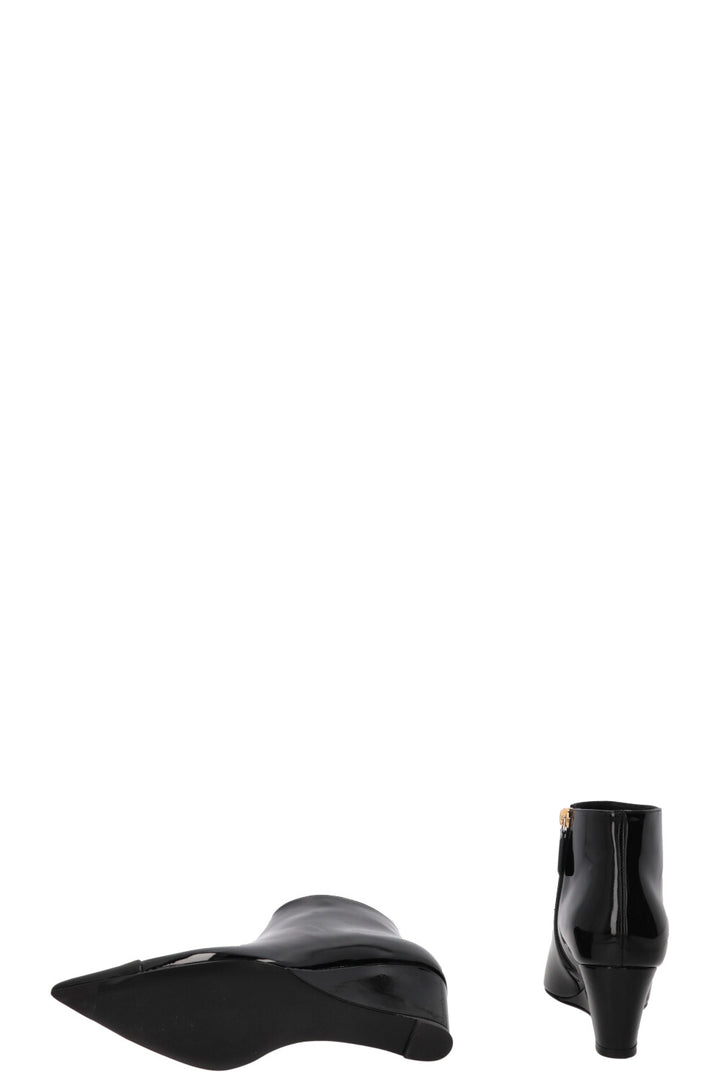 CHANEL Cruise 2022 Ankle Boots Patent Black