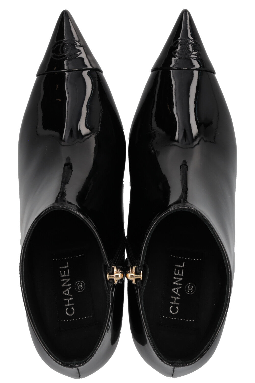 CHANEL Cruise 2022 Ankle Boots Patent Black