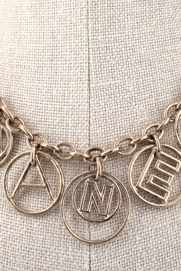 CHANEL Cuba Collection Logo Charm Necklace Champagne Gold Champagne