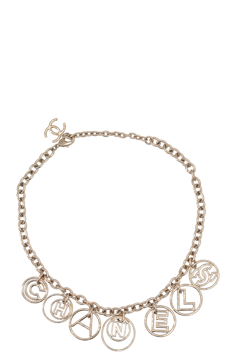 CHANEL Cuba Collection Logo Charm Necklace Champagne Gold Champagne