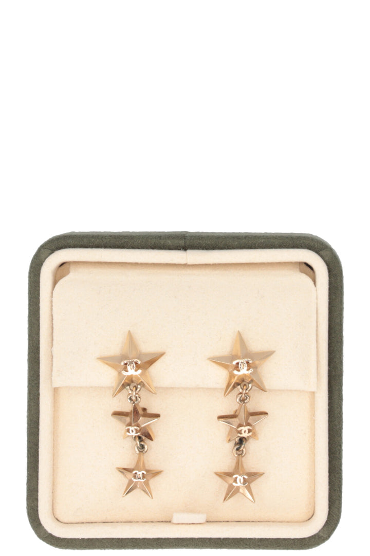 CHANEL Cuba Collection Star Pendant Earrings Metal Gold