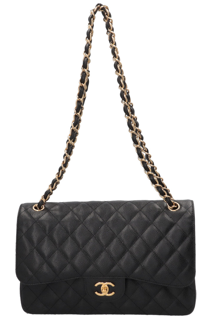 CHANEL Double Flap Bag Large Caviar Black