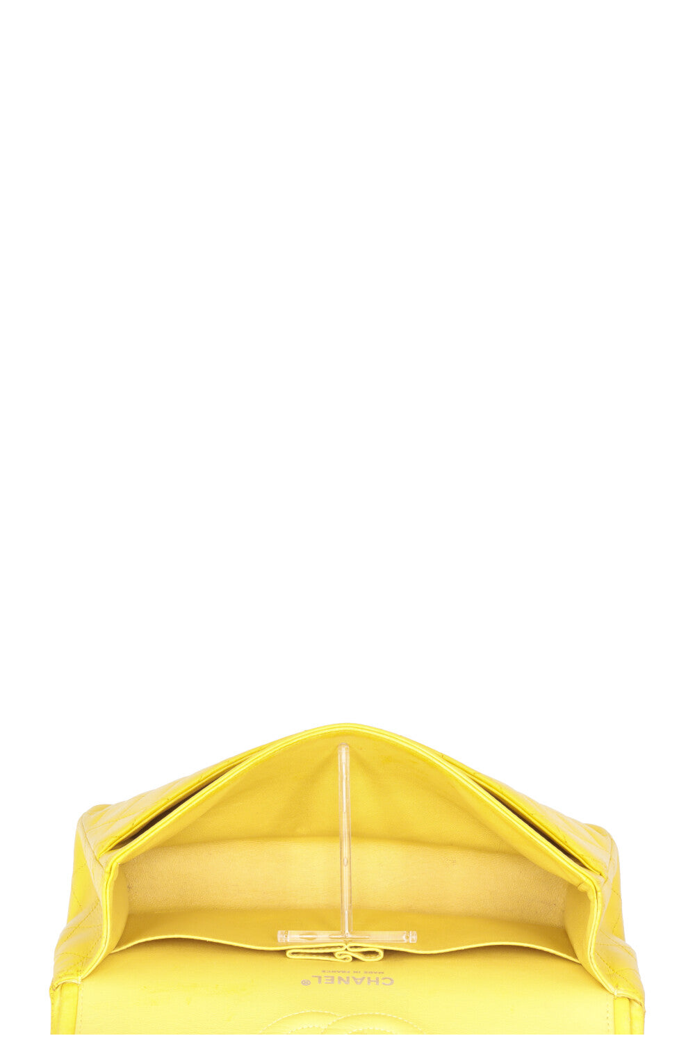 CHANEL Sac Double Rabat Moyen Cuir d'Agneau Jaune