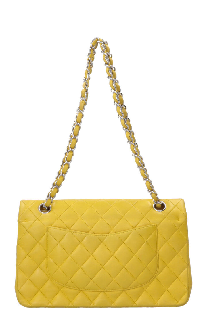 CHANEL Sac Double Rabat Moyen Cuir d'Agneau Jaune