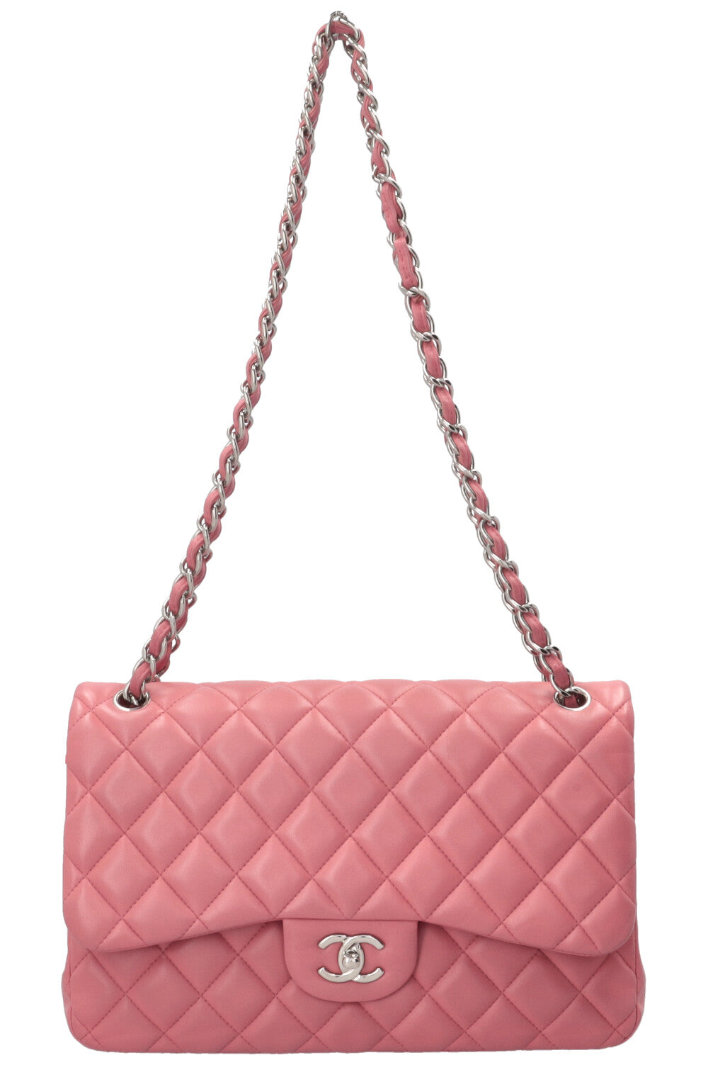CHANEL Double Flap Large Leather Pink