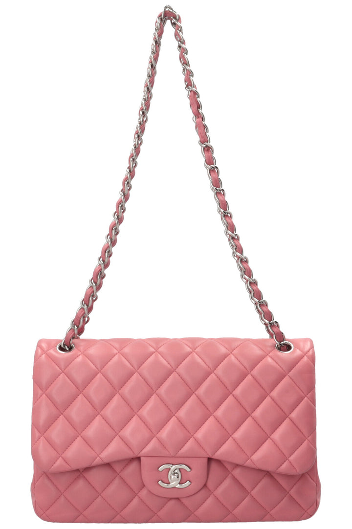CHANEL Double Flap Large Leather Pink