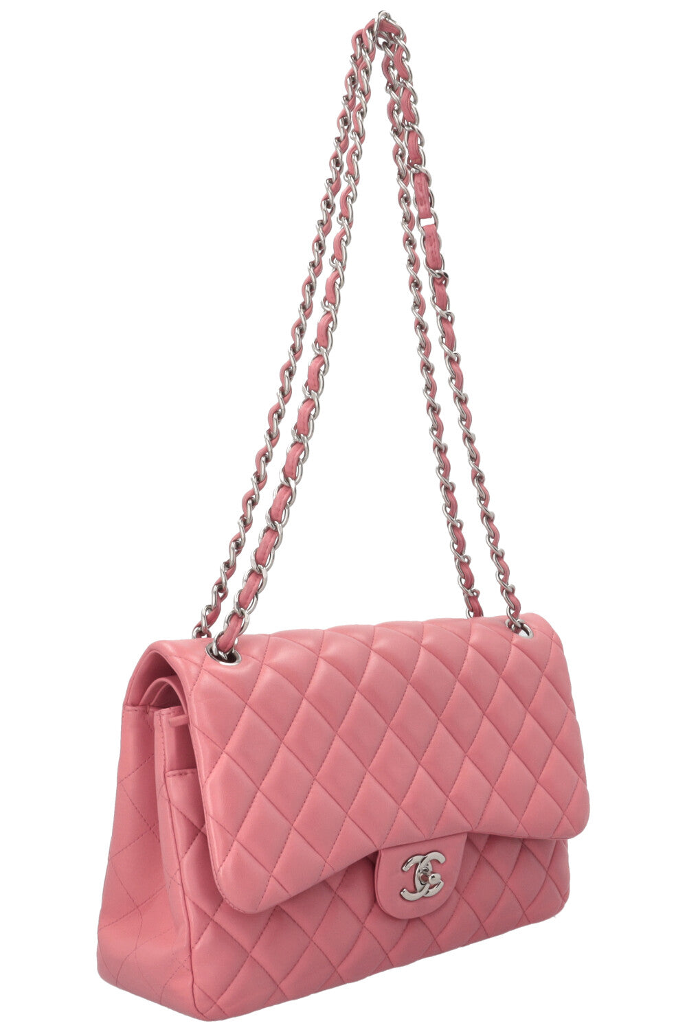CHANEL Double Flap Large Leather Pink