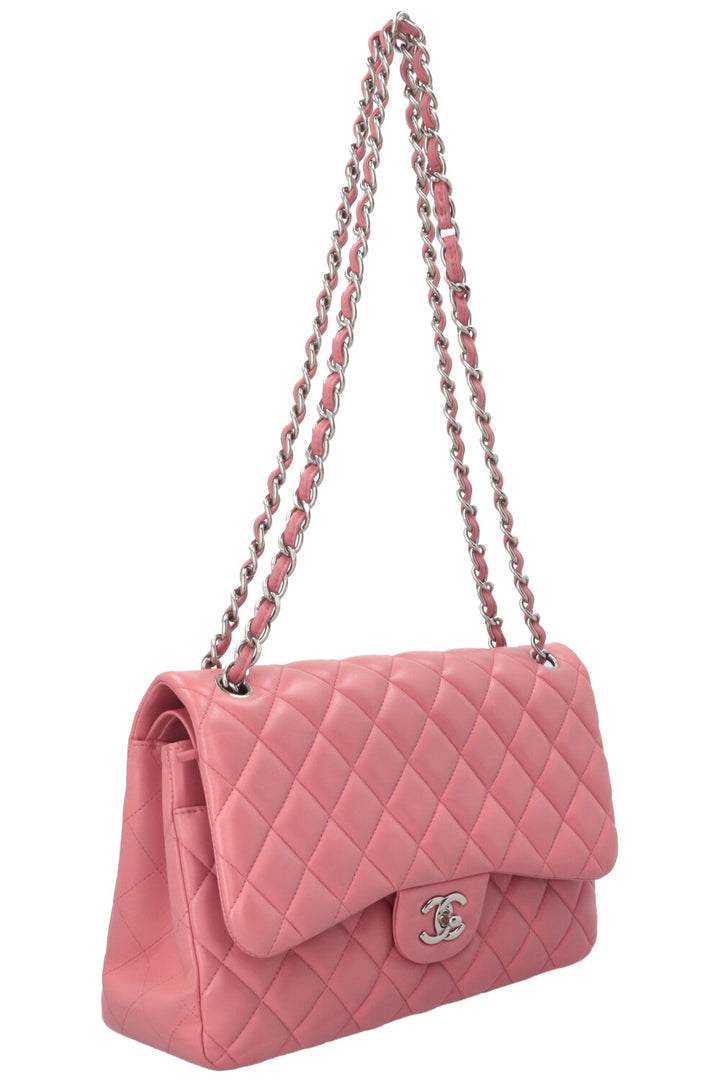 CHANEL Double Flap Large Leather Pink