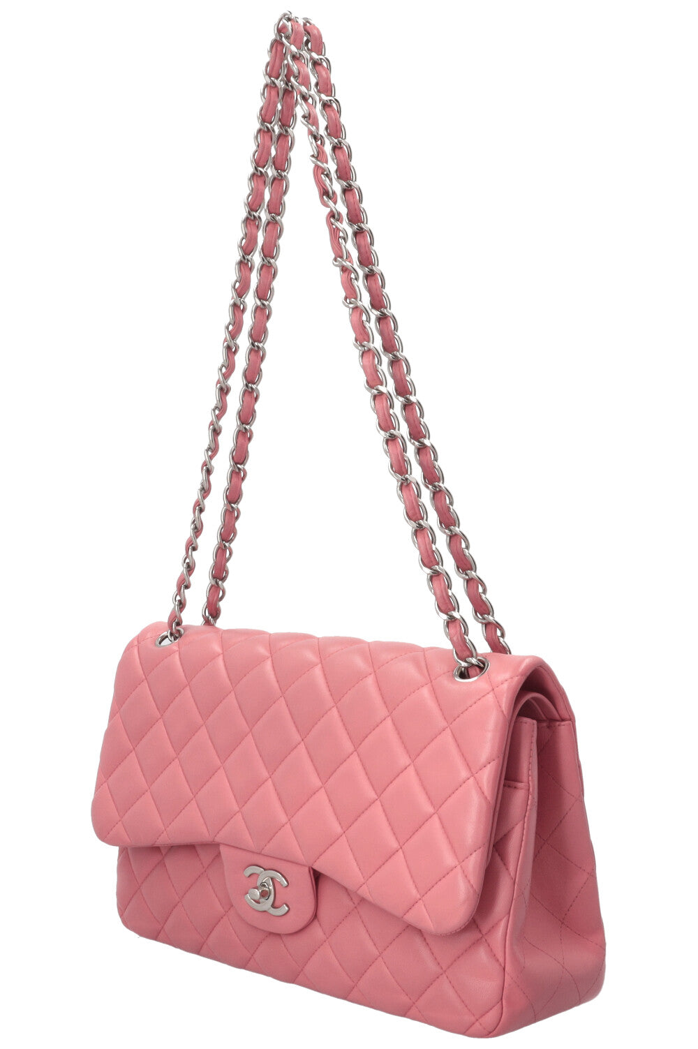 CHANEL Double Flap Large Leather Pink