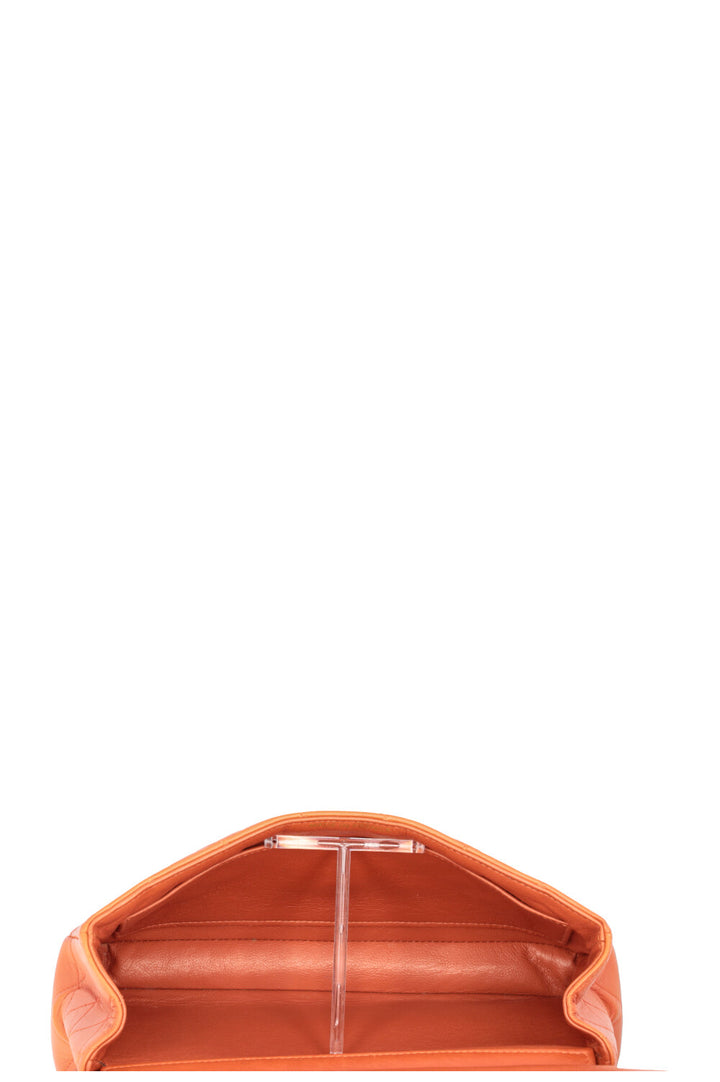 CHANEL Double Sided Flap Bag Small Leather Orange