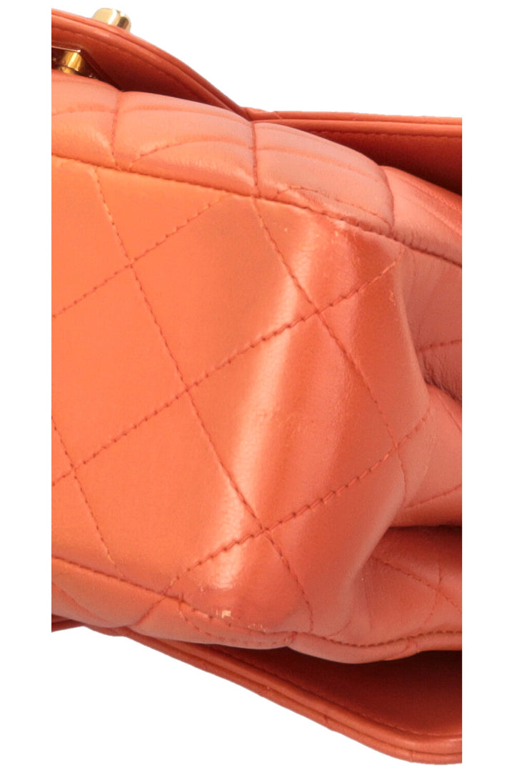 CHANEL Double Sided Flap Bag Small Leather Orange