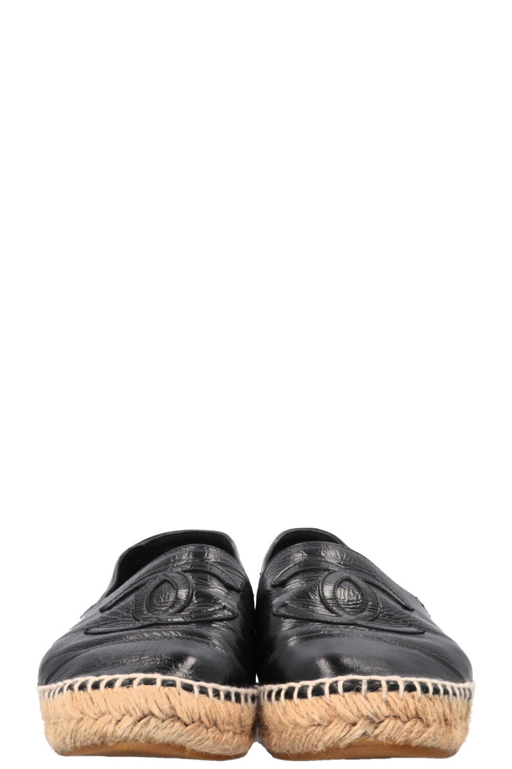 CHANEL Espadrilles Cuir Noir