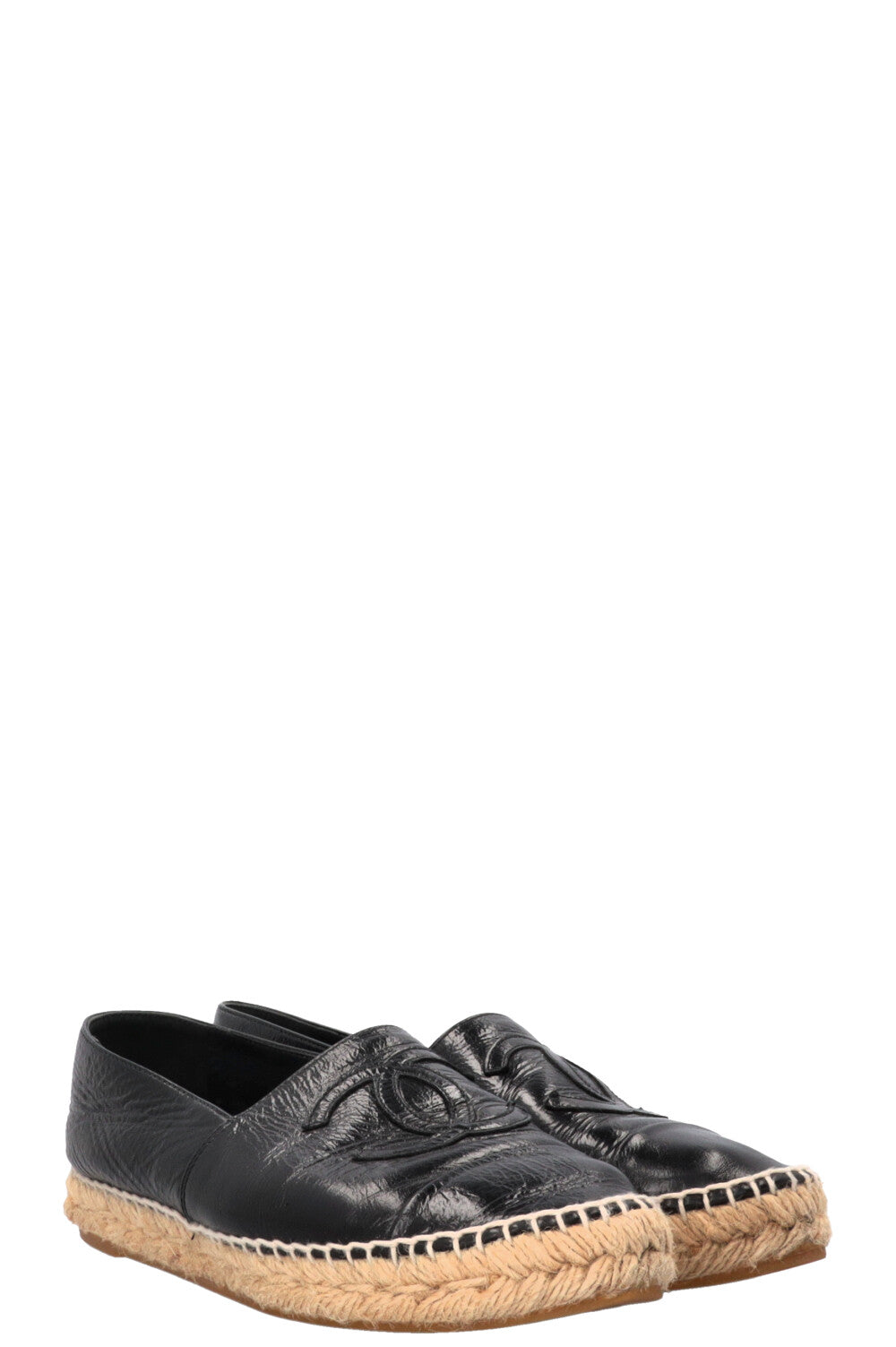 CHANEL Espadrilles Cuir Noir