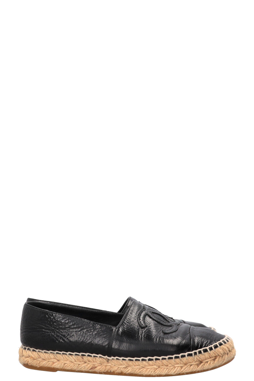 CHANEL Espadrilles Cuir Noir