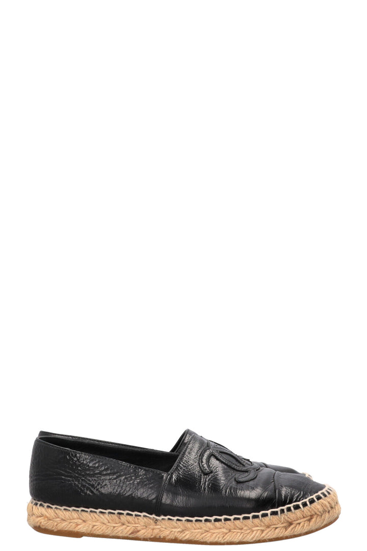 CHANEL Espadrilles Cuir Noir